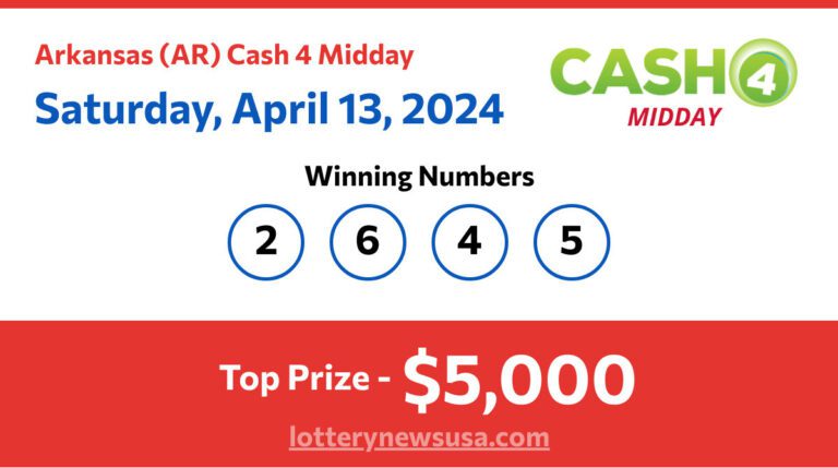 Cash 4 Midday winning number for Saturday, April 13, 2024