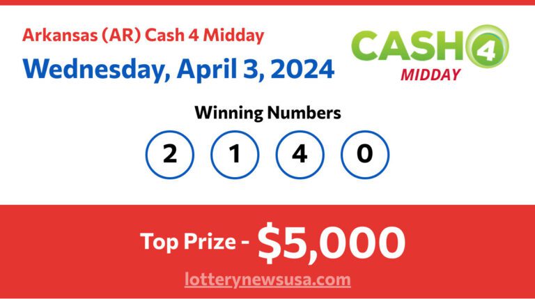 Cash 4 Midday winning number for Wednesday, April 03, 2024